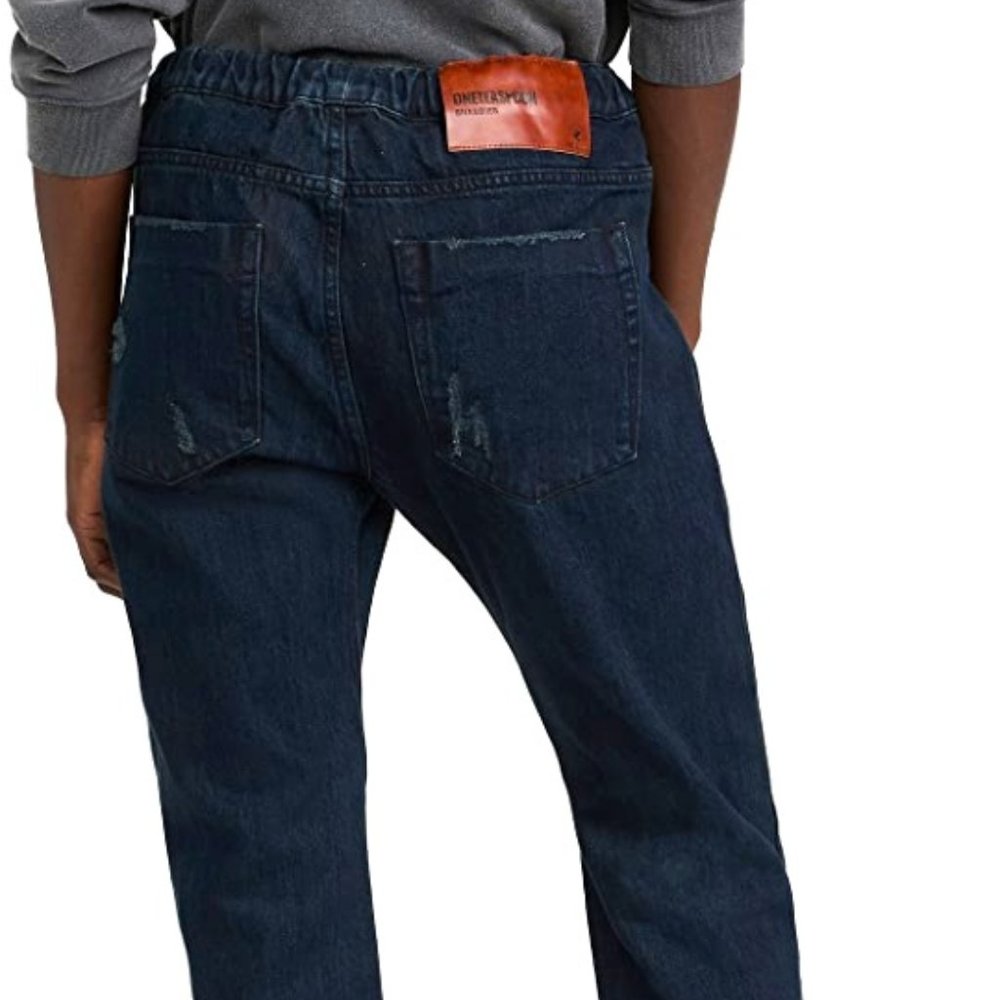 One Teaspoon Fox Black Shabbies Drawstring Boyfriend Jeans NWT Large - Picture 4 of 4